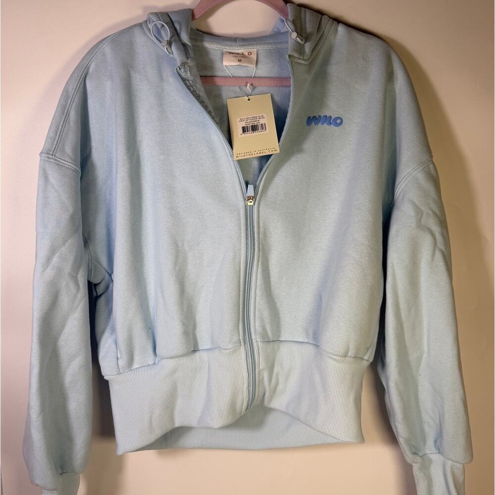 Wilo The Label Wellness Club Crop Zip Hoodie Blue Women’s Size M - Picture 1 of 8